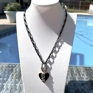 Paperclip Chain W/ Enamel Heart Fashion Necklace